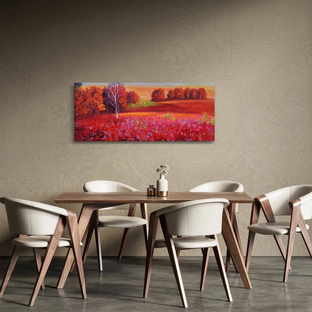 Obraz červenej krajiny (120x50 cm)