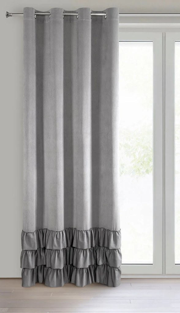 ZATEMŇOVACÍ ZÁVES NA KRÚŽKOCH MEGI 140X250 CM SIVÁ