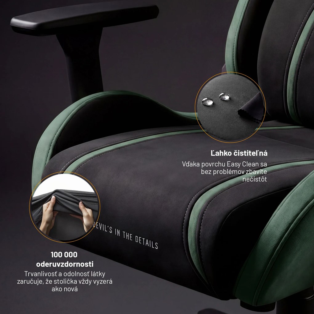 Herné kreslo z látkovým poťahom King Size, čierny-zelený: Diablo X-One 2.0 Forest Green