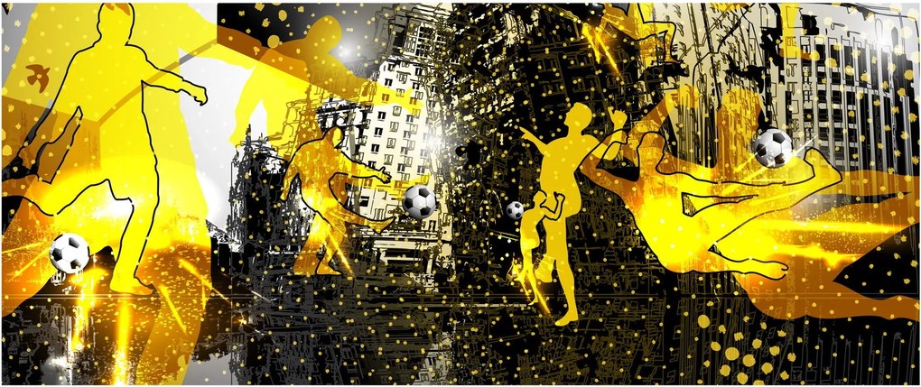 Obraz - Futbal vo veľkomeste (120x50 cm)