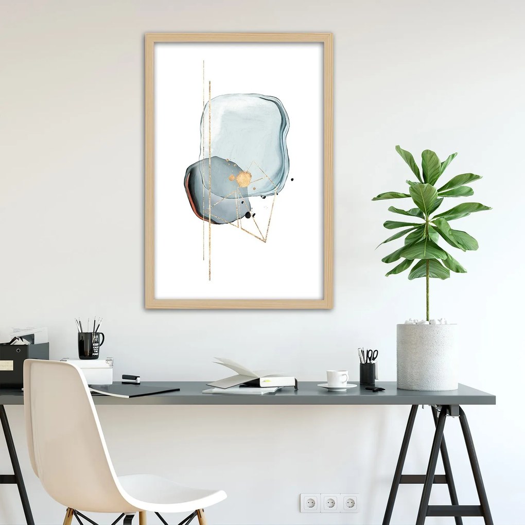 Gario Plagát Sivé tvary a línie abstraktné Farba rámu: Bez rámu, Rozmery: 30 x 45 cm