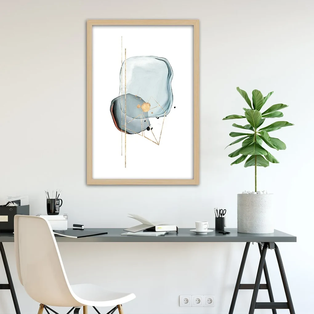 Gario Plagát Sivé tvary a línie abstraktné Farba rámu: Bez rámu, Rozmery: 40 x 60 cm
