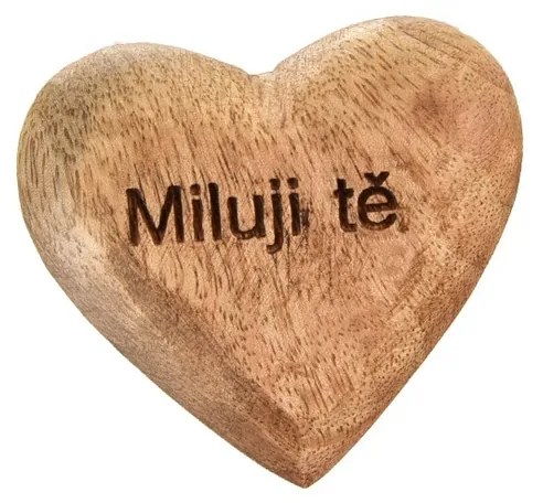 InDecor Srdce z mangového dreva Milujem ťa, 7 x 7 x 3 cm
