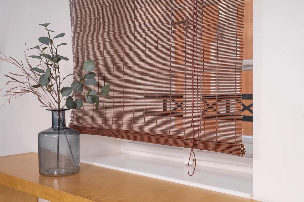 Rozbalená špejlová bambusová roleta hnědá Šířka rolety: 120 cm, Rozvin rolety: 150 cm