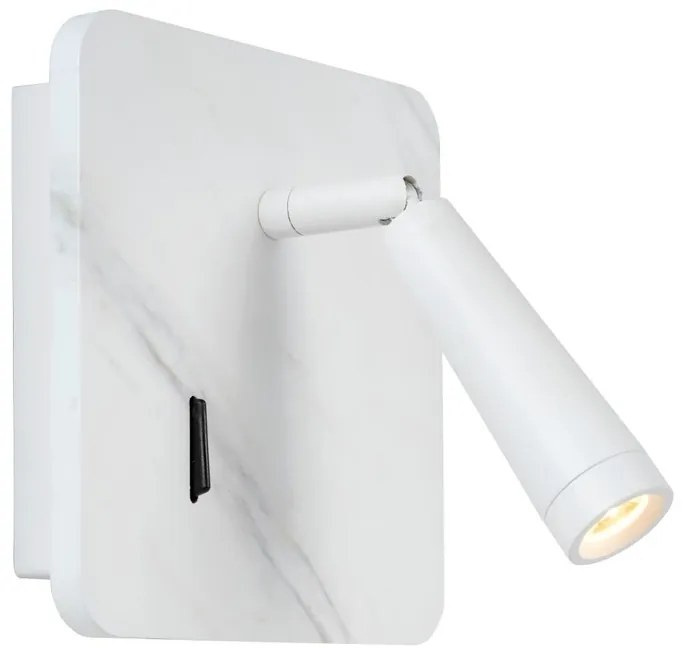 Lucide 77282/03/31 OREGON - Nočná lampa - LED - 1x3W 3000K - s USB nabíjaním - biela