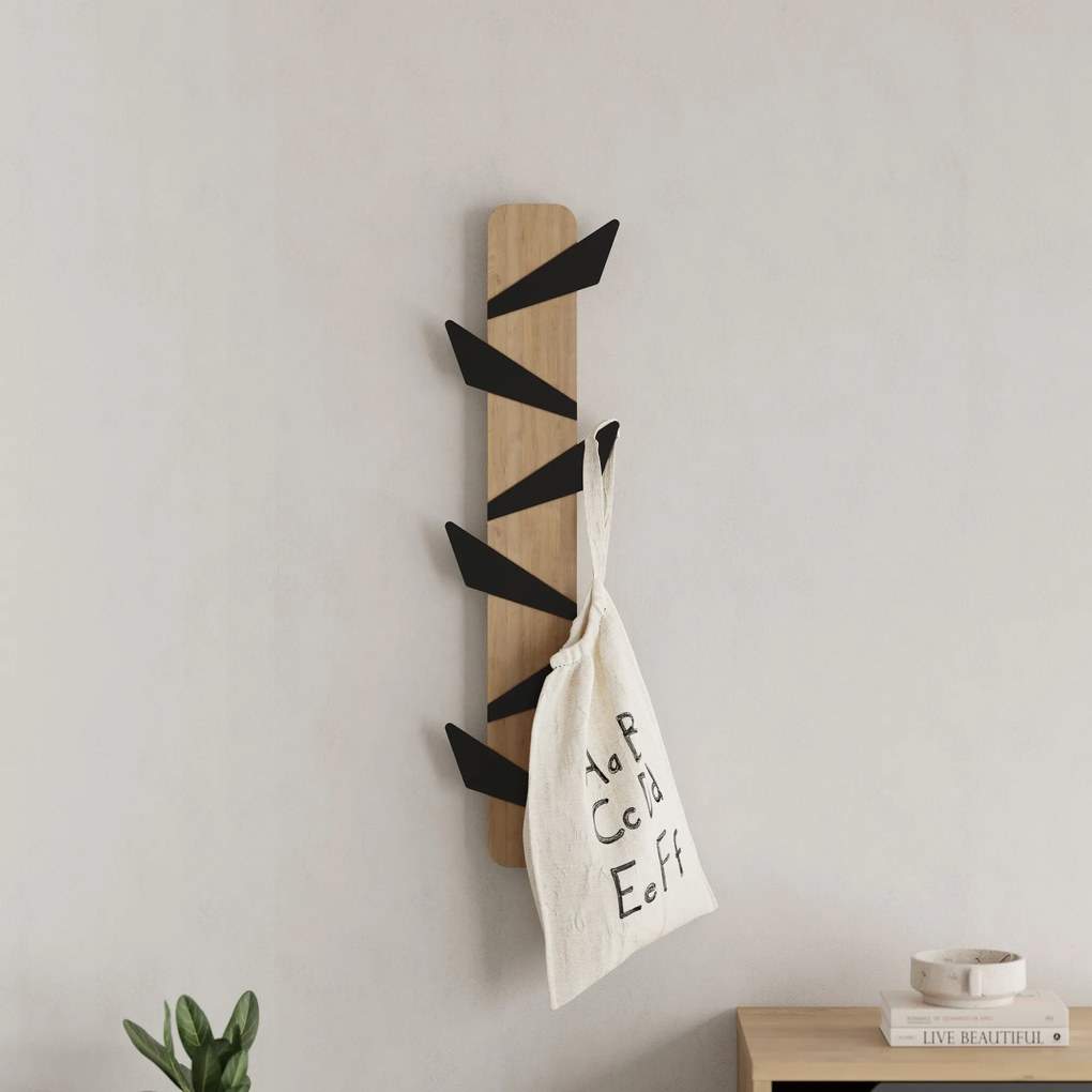 Vešiak do predsiene Houseland ALESTA dub safírový/čierny