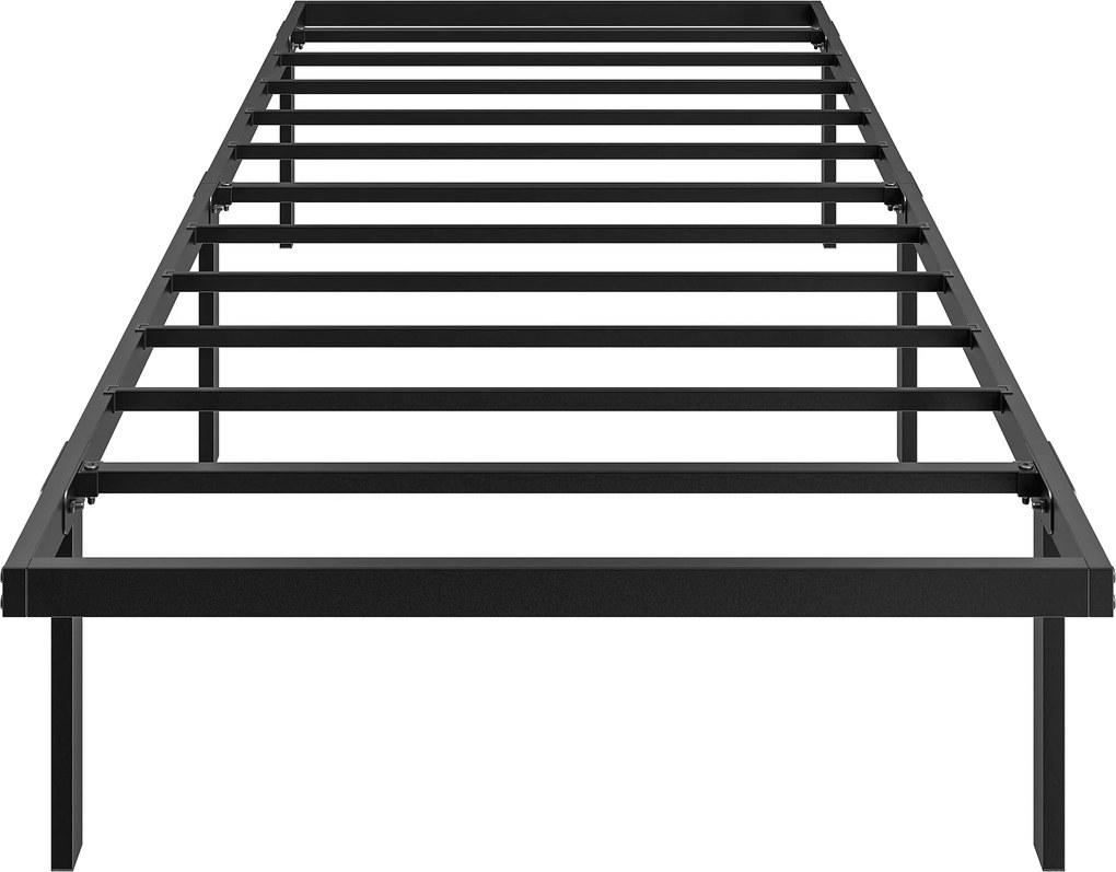 HOMCOM kovový rám postele s úložným priestorom pod posteľou, výška 35,5 cm, tichý dizajn, bez potreby roštov, jednoduchá montáž, 90 x 200 cm, čierny |
