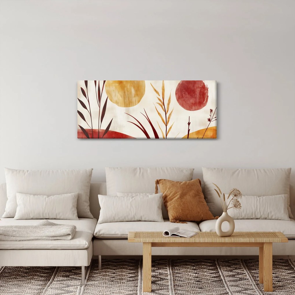 Obraz - Rastliny a kruhy (120x50 cm)