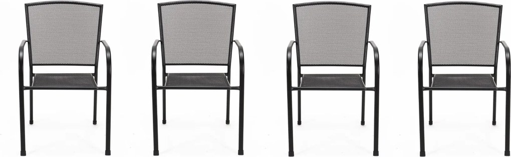 Kovová záhradná stolička 4 ks RIVER, čierna