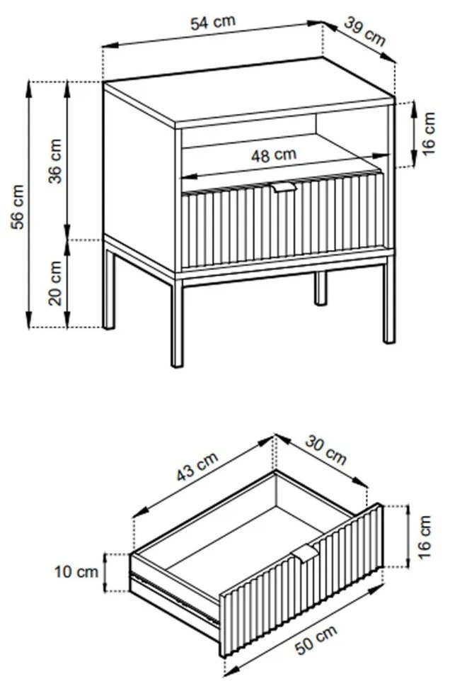 NOČNÝ STOLÍK VIGGO BIELY + ČIERNY PODSTAVEC
