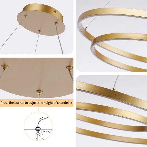 Brilagi-LED Stmievateľný luster na lanku TWISTER LED/75W/230V pr. 70 cm zlatý +DO