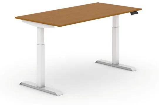 Výškovo nastaviteľný stôl, elektrický, 735-1235 mm,  doska 1600x800 mm, čerešňa, biela podnož