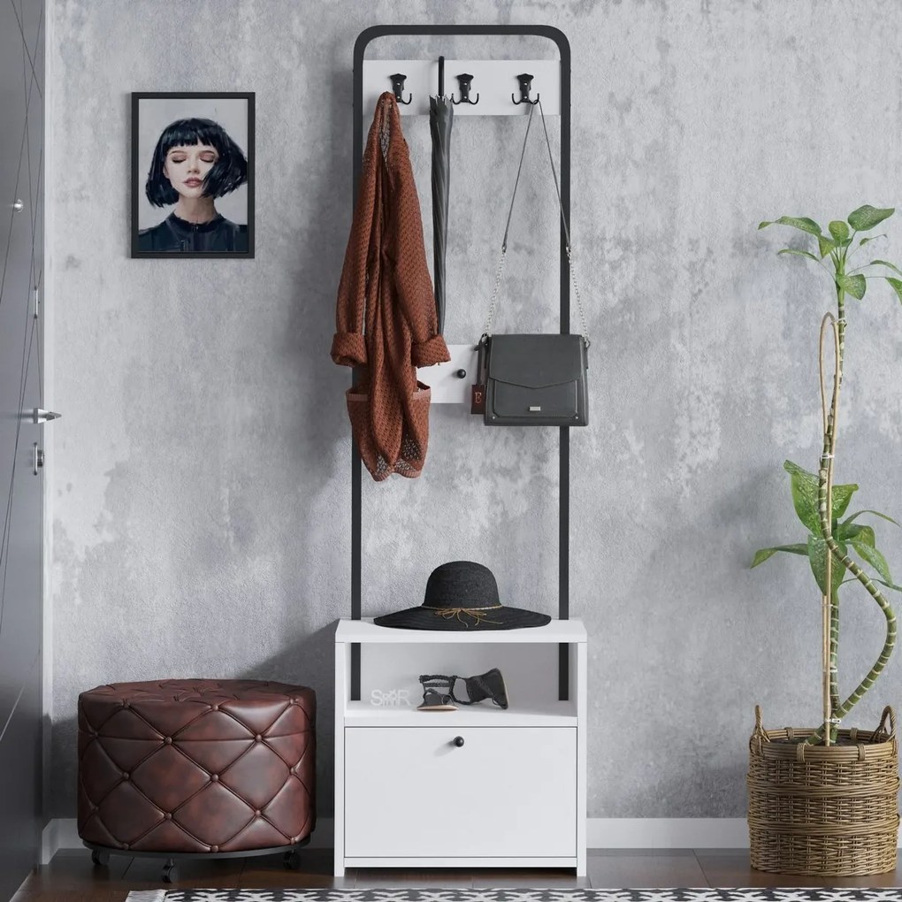 Vešiak s botníkom Quinn White and Black