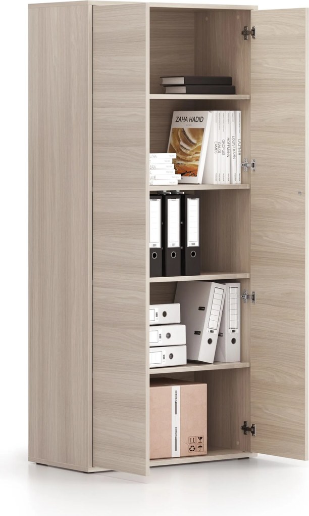 Kancelárska spisová skriňa BLOCK, 2× dvere, 800 × 400 × 1748 mm, dub prírodný