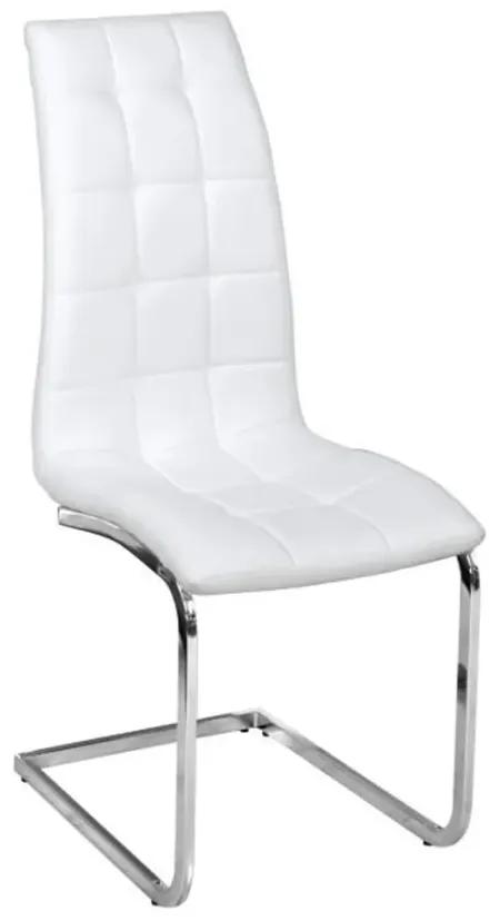 Jedálenská stolička, biela ekokoža, chróm, DULCIA