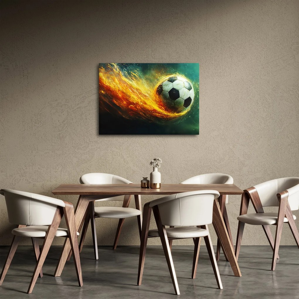 Obraz - Futbalová lopta v lete (70x50 cm)