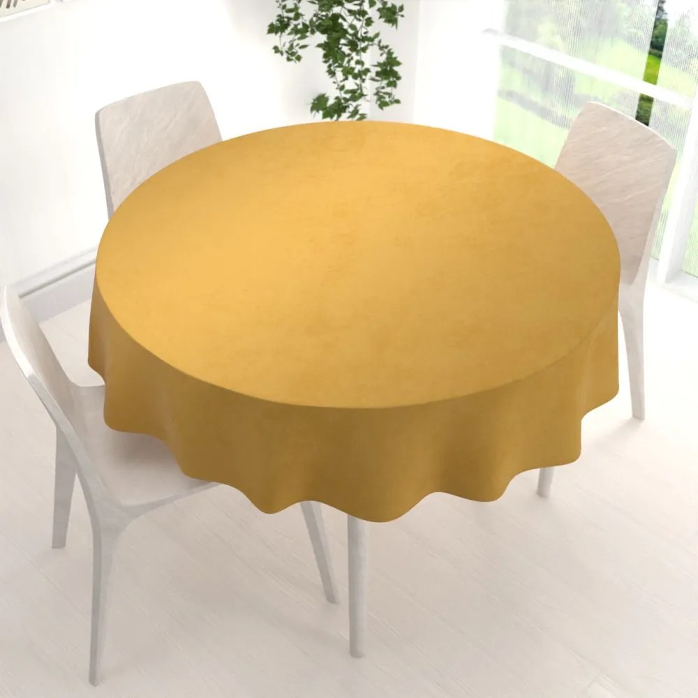 Biante Zamatový okrúhly obrus Velvet Premium SVP-009 Horčicový Ø 120 cm