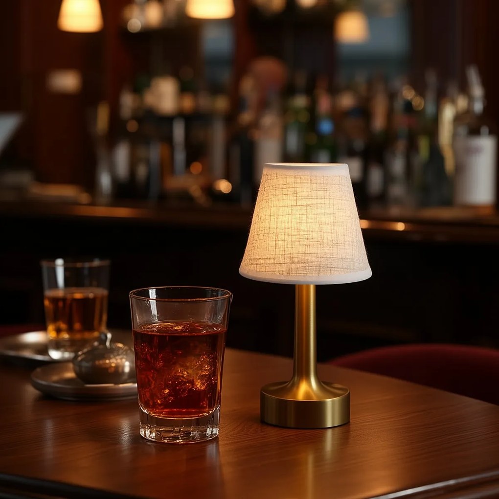 Sada 2 stolových lámp zlatá s béžovou RGBW nabíjateľná - Elise