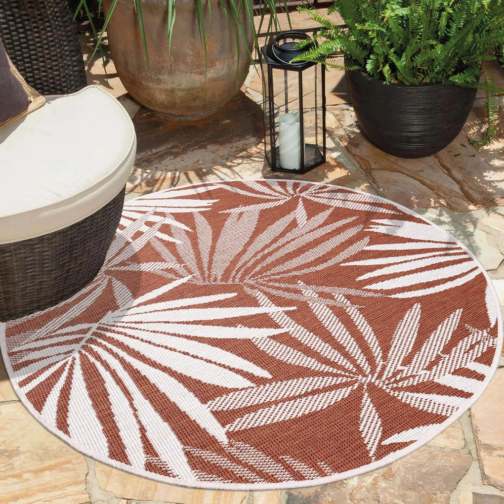 Dekorstudio Obojstranný okrúhly koberec na terasu DuoRug 5771 - tehlový Priemer koberca: 160cm