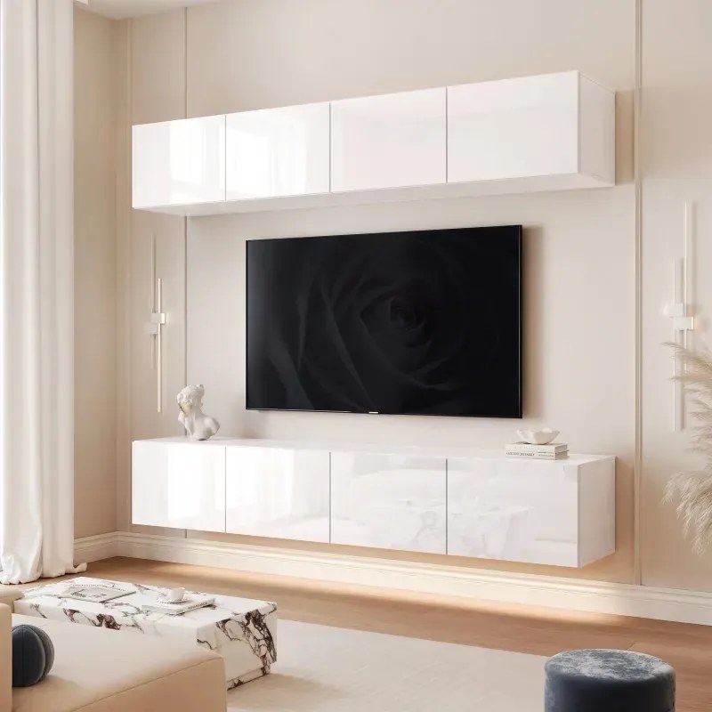 Závesná TV zostava Dorothy biely lesk 200 cm