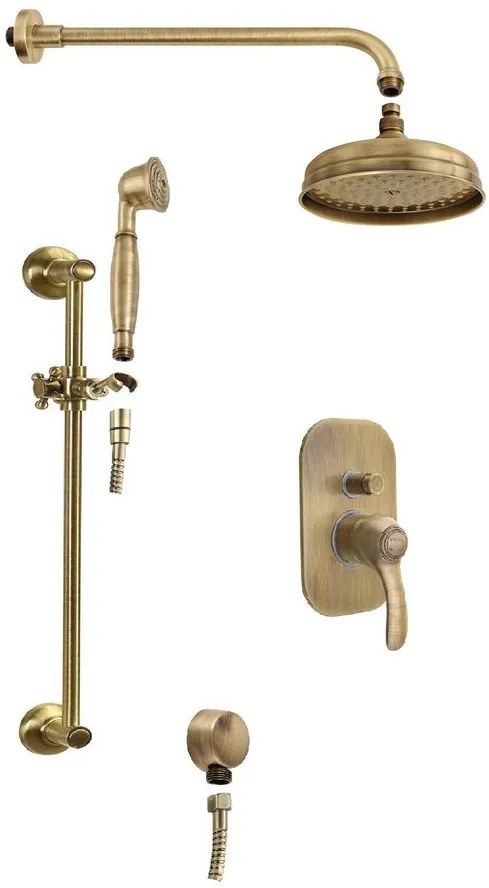 Sapho Sapho, KIRKÉ podomietkový sprchový set s pákovou batériou, 2 výstupy, bronz, KI42B-01