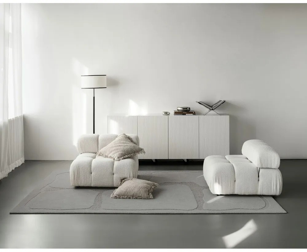 Sivý vlnený koberec 200x300 cm Morphic Organica – Agnella