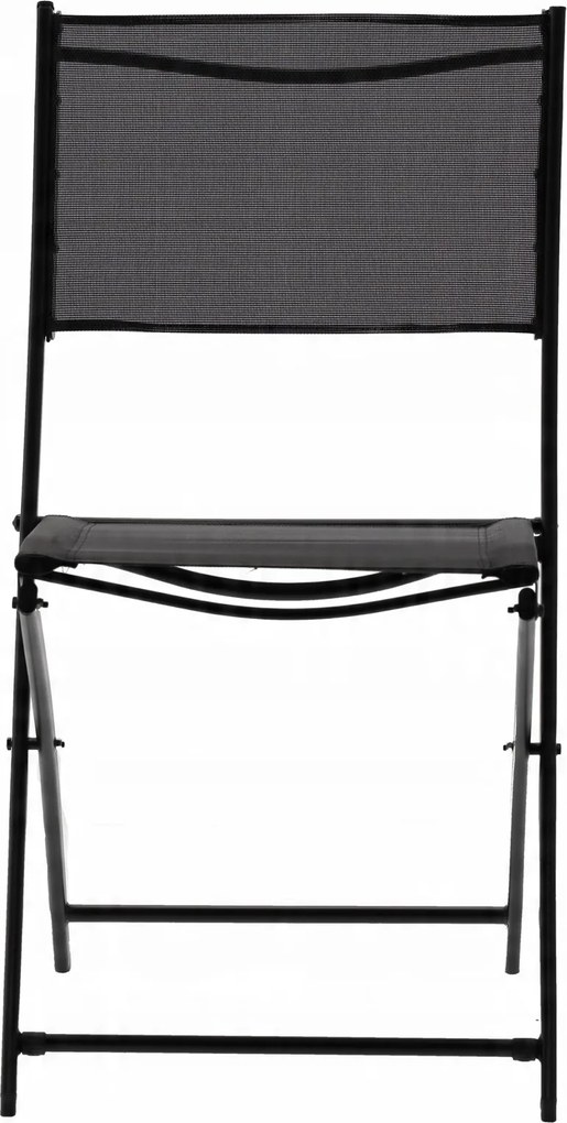 CH Skladací záhradný set nábytku s okrúhlym stolom - čierna