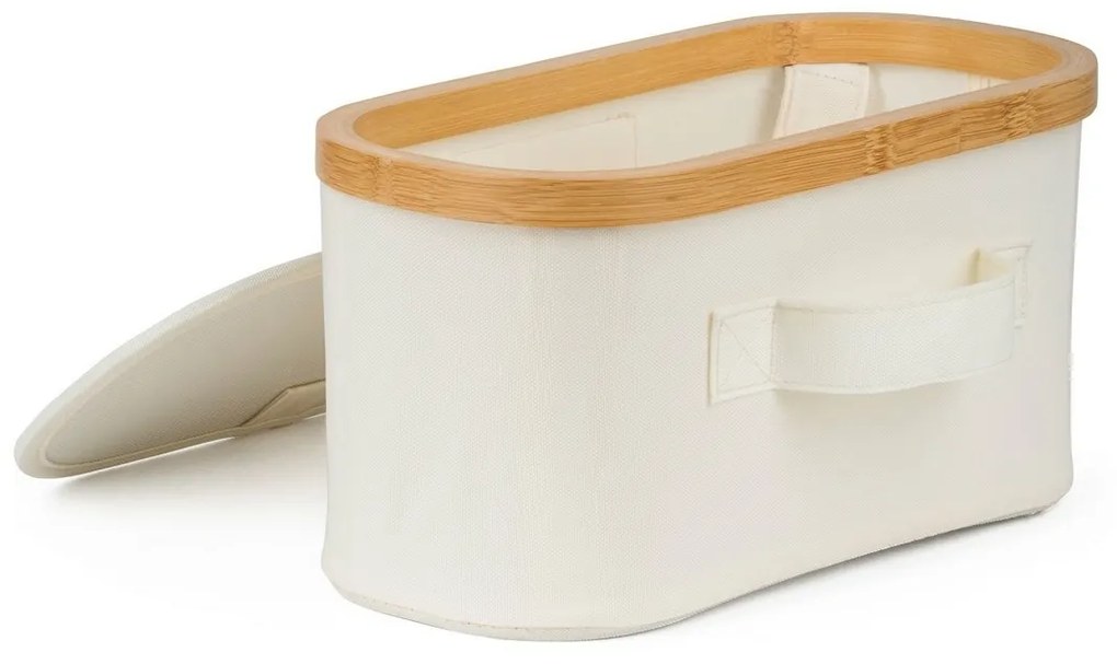 Úložný box G21 30 x 15 x 15 cm, bambusový s vekom, béžový