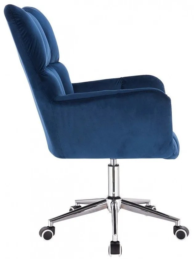 LuxuryForm DESIGN Otočné kreslo AURORA VELUR na striebornej podstave s kolieskami - modré