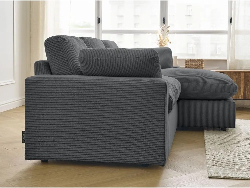 Tmavosivá menčestrová rohová pohovka Belair – Bobochic Paris