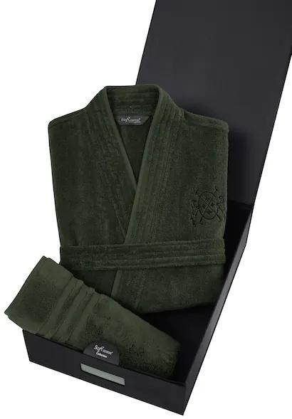 Soft Cotton Luxusný pánsky župan SMART s uterákom 50x100 cm v darčekovom balení Khaki L + uterák 50x100cm + box