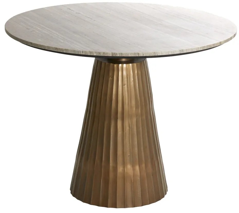 Okrúhly jedálenský stôl v bronzovej a prírodnej farbe s doskou v dekore mramoru ø 100 cm Rianne – Light & Living