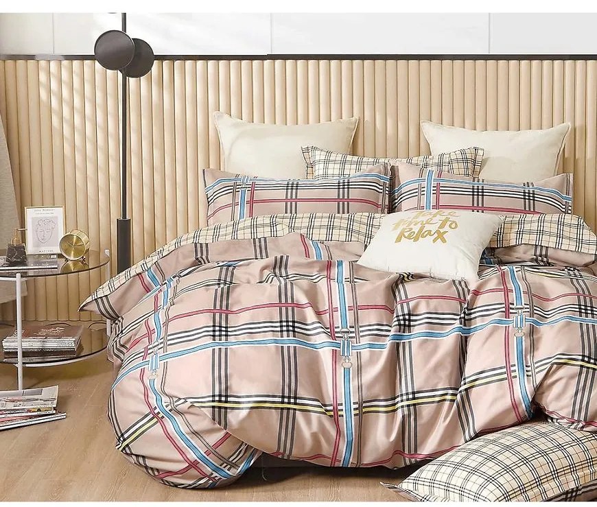 Bavlnená saténová posteľná bielizeň Albs-01295b 140x200