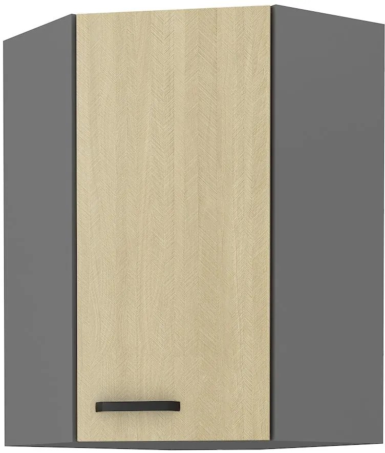 Horná rohová kuchynská skrinka Scarmi 60 60 GN 90 1F 45 (korpus: antracit + front: herringbone scandi). Vlastná spoľahlivá doprava až k Vám domov. 1134837