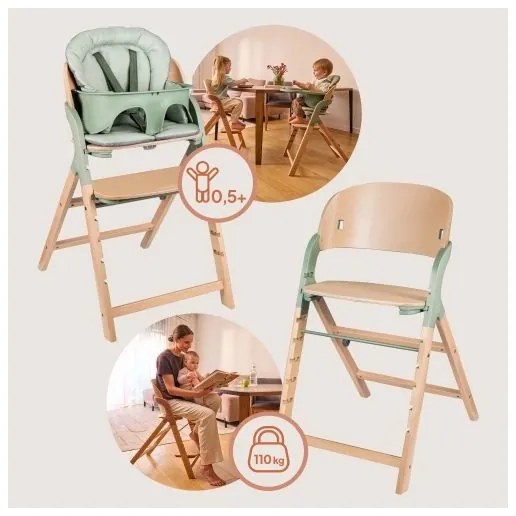 Lionelo - Detská jedálenská stolička 3v1 MEGAN Green Wood