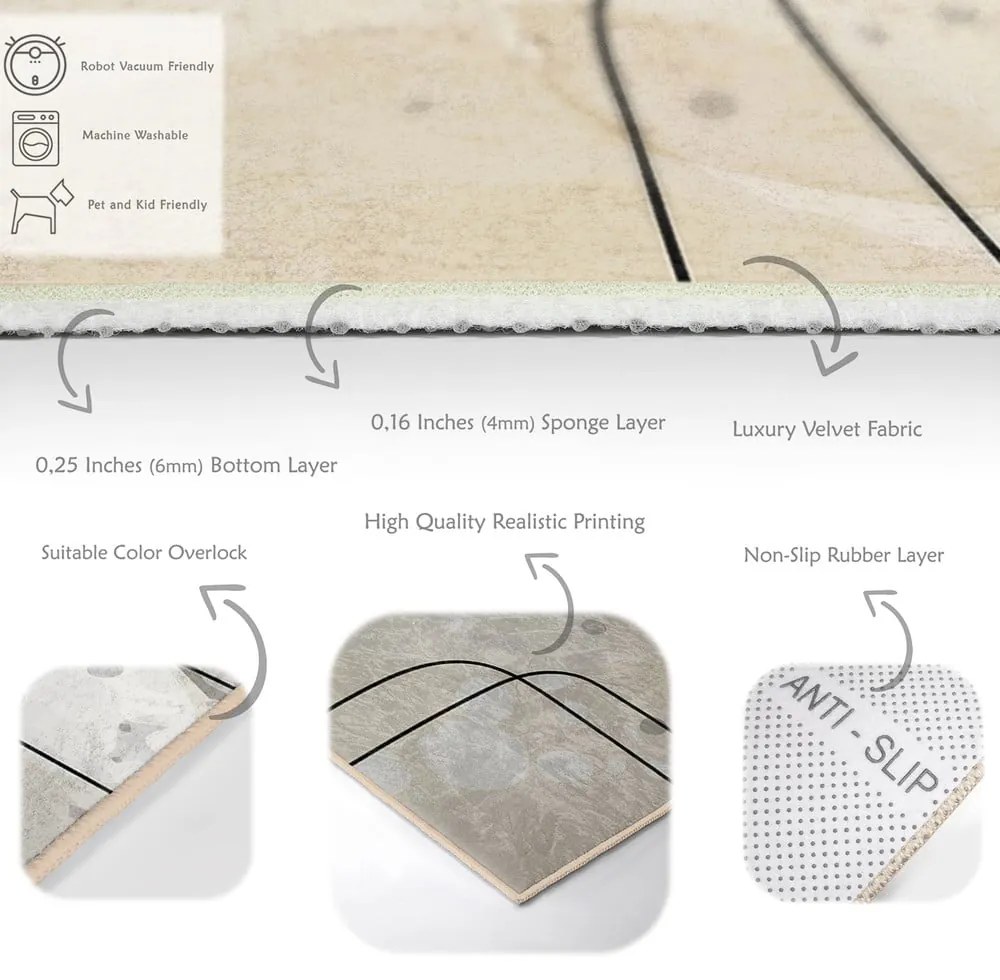 Sivo-krémový prateľný koberec 80x150 cm Simple Lines – Mila Home