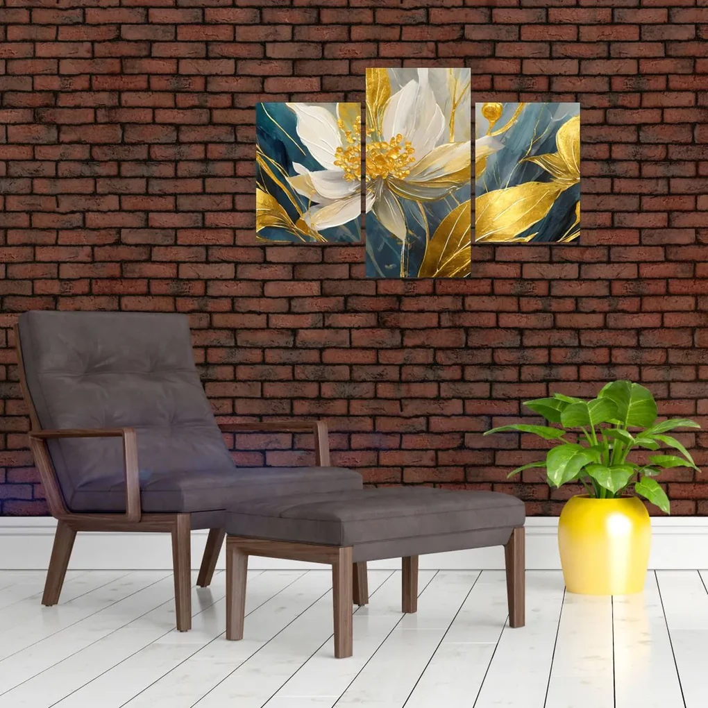 Obraz - Maľba zlatých kvetov (90x60 cm)