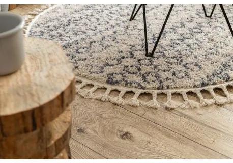 Okrúhly koberec BERBER AGADIR GO522, krémová -sivá - strapce, Maroko, Shaggy Veľkosť: kruh 160 cm