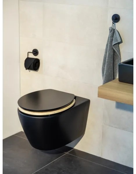 WENKO 25772100 - WC sedátko BAMBUZA 37x44 cm čierna/hnedá/lesklý chróm