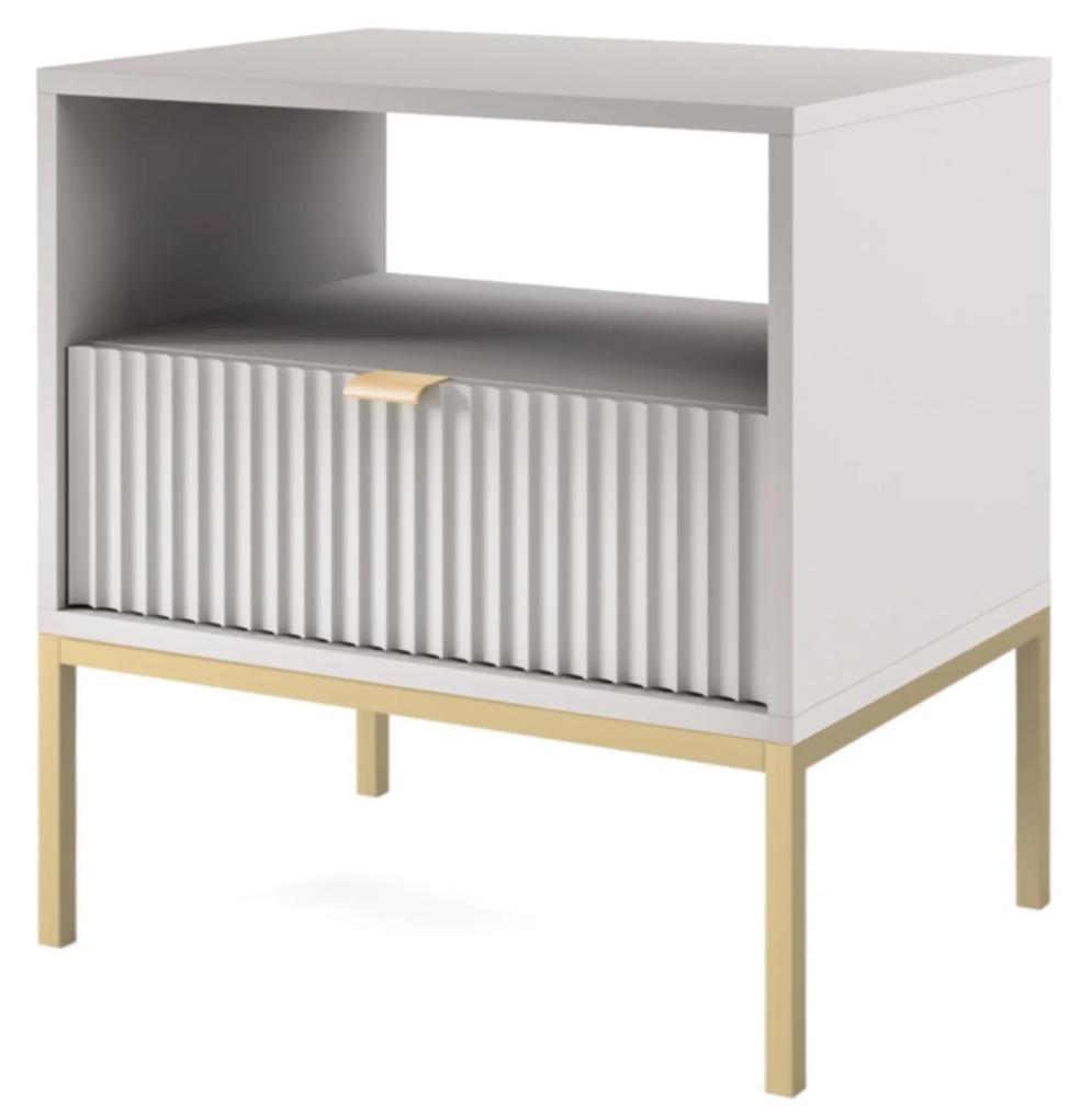 PROXIMA.store - Dizajnový nočný stolík - NOVA FARBA: biela, FARBA NÔH: zlatá