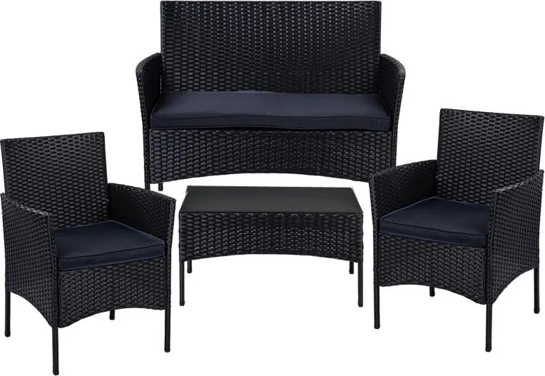 Záhradná zostava 2+1+1 THASOS, čierna