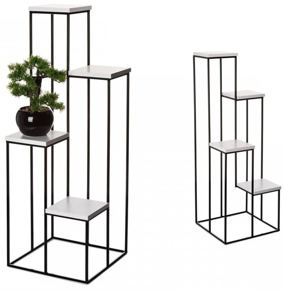 Kvetinový stojan v industriálnom štýle 110 cm čierny/biely