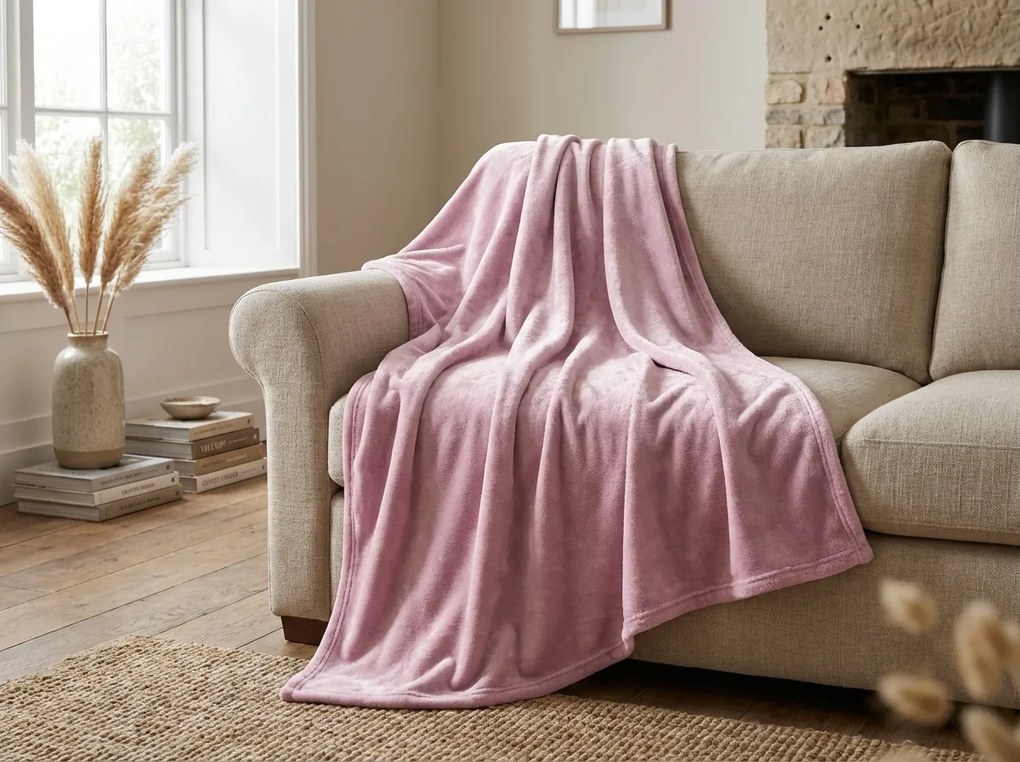Mikroplyšová deka SOFT, púdrovo ružová Rozmer: 160 x 200 cm