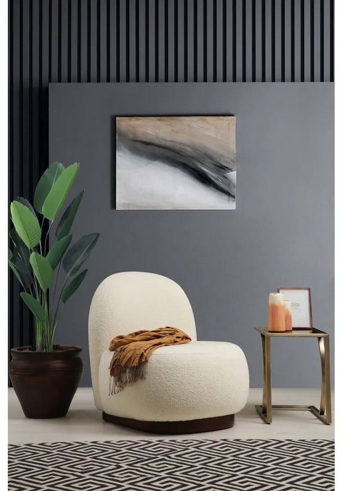 Biele kreslo z textílie buklé Tina – Artie