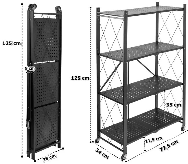 Pojazdný regál GESTEL 4 police čierny