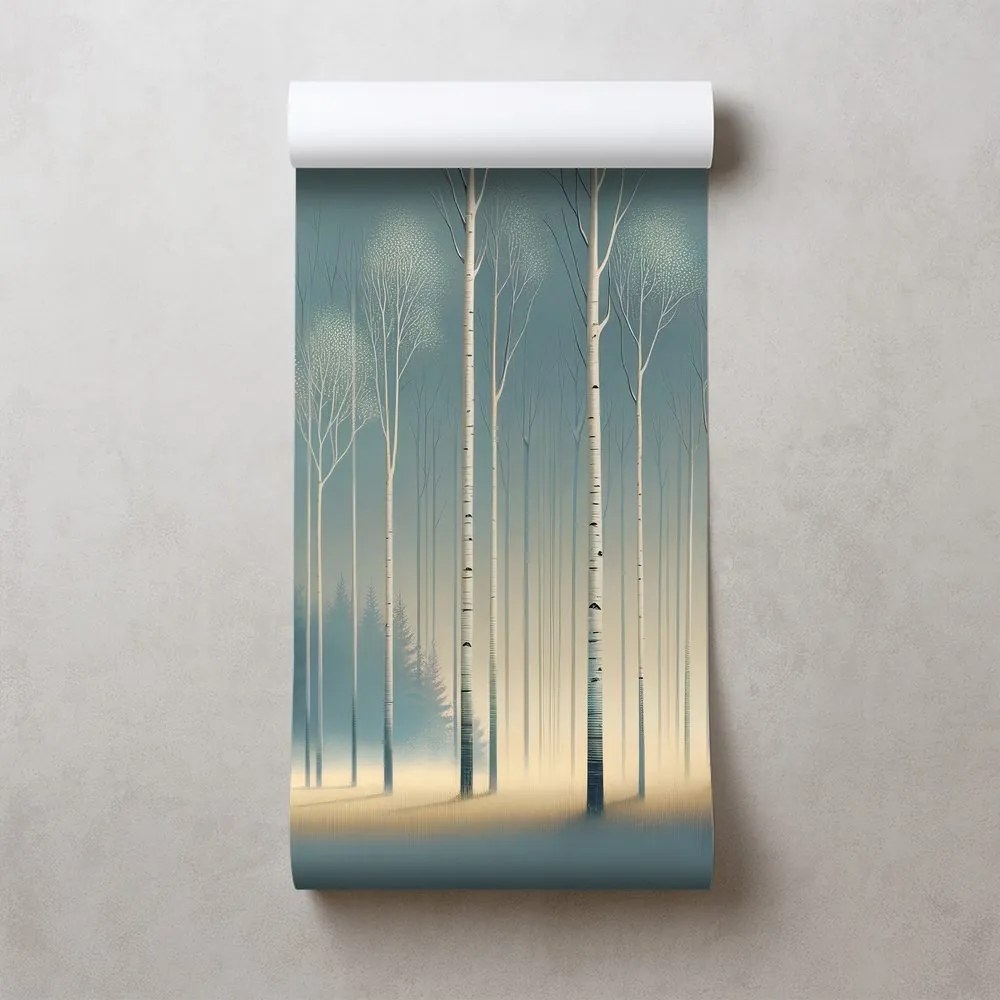 Tapeta zasnežený les v hmle