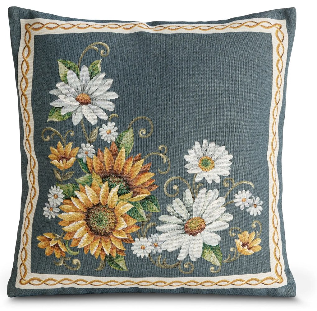 GOBELÍNOVÁ DEKORAČNÁ OBLIEČKA NA VANKÚŠ NIEB 45X45 CM KVETY