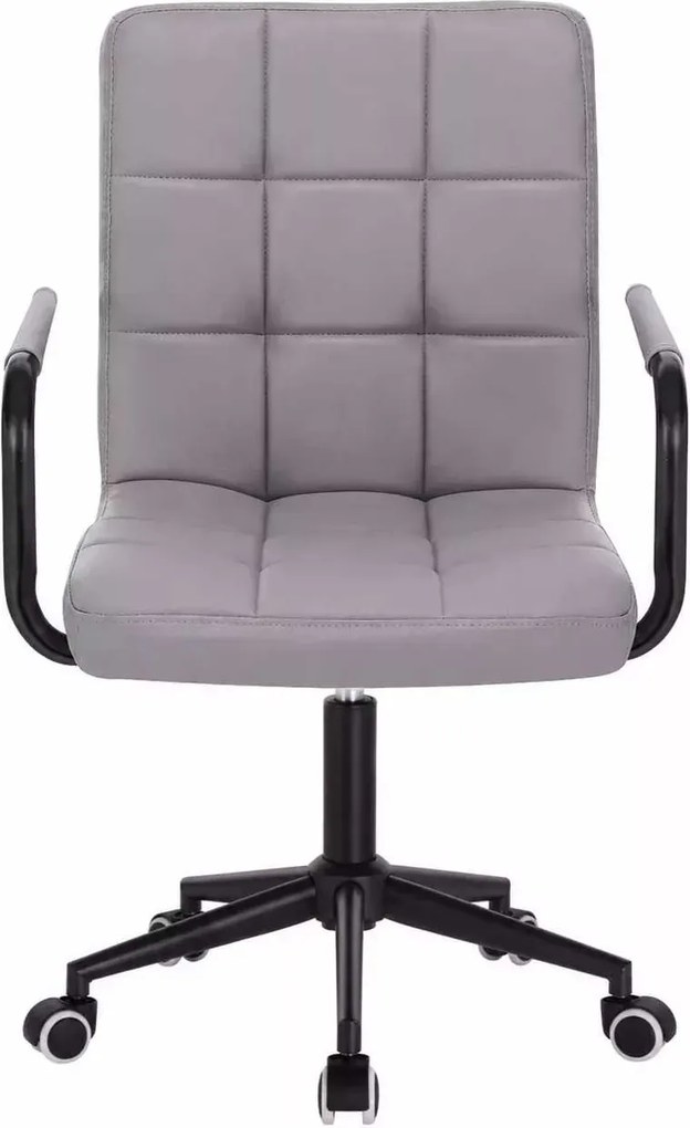 LuxuryForm DESIGN Otočná stolička VERONA BLACK na čiernej podstave s kolieskami - sivá