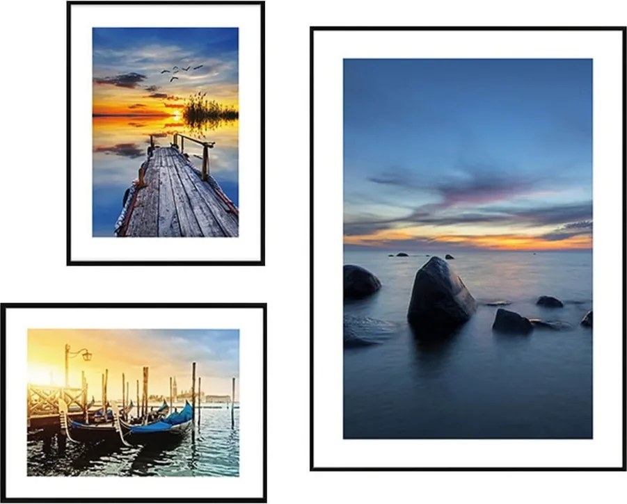 Obrazy v súprave 3 ks Seaside Sunset – knor