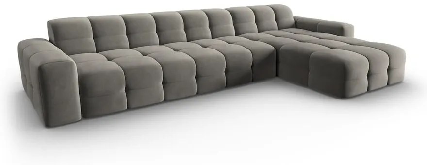 Sivá zamatová rohová pohovka (pravý roh) Kendal - Micadoni Home